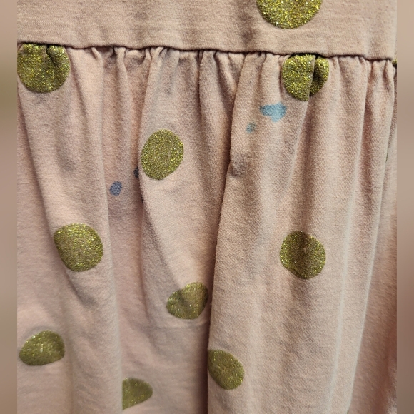 H&M Kids Pink Long Sleeved Ruffle Dress with Gold Polka Dots - Size 7-8 M - Picture 4 of 4